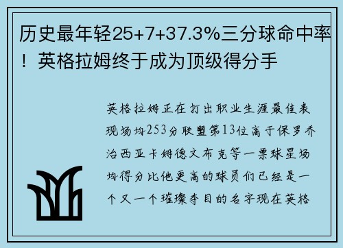 历史最年轻25+7+37.3%三分球命中率！英格拉姆终于成为顶级得分手